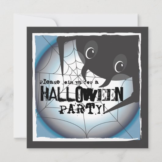 Spooky Spider Full Moon Halloween Party Invitation Kaart (Voorkant)