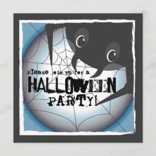 Spooky Spider Full Moon Halloween Party Invitation Kaart