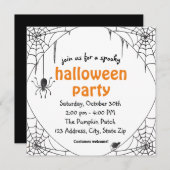 Spooky Spider Halloween Party Invitation Kaart (Voorkant / Achterkant)