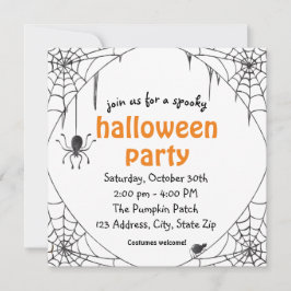 Spooky Spider Halloween Party Invitation Kaart