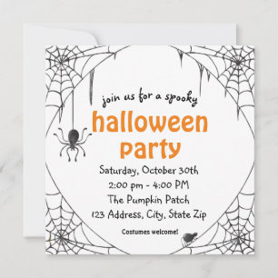 Spooky Spider Halloween Party Invitation Kaart