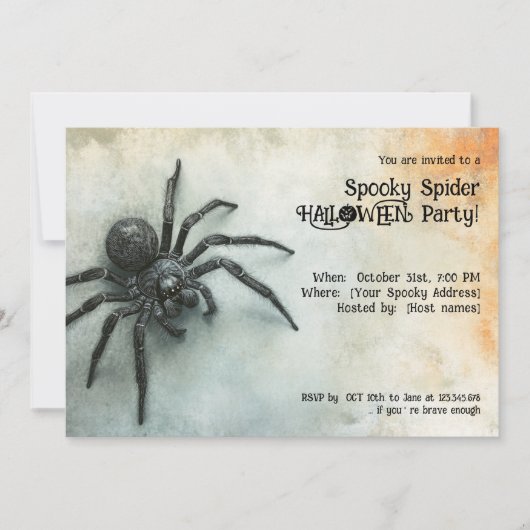 Spooky Spider HALLOWEEN Party! Kaart (Voorkant)