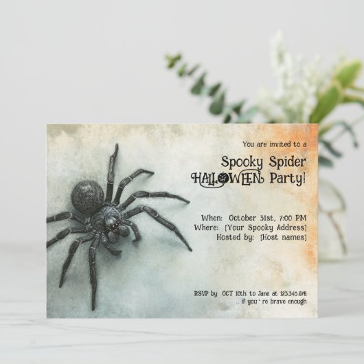 Spooky Spider HALLOWEEN Party! Kaart (Staand voorkant)