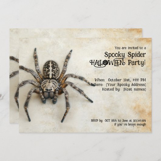 Spooky Spider HALLOWEEN Party! Kaart (Voorkant / Achterkant)