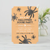 Spooky Spider Happy Halloween Party Uitnodiging (Staand voorkant)