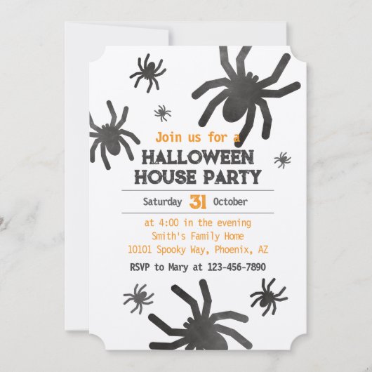 Spooky Spider Happy Halloween Party Uitnodiging (Voorkant)