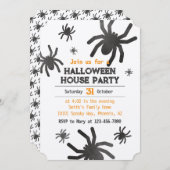 Spooky Spider Happy Halloween Party Uitnodiging (Voorkant / Achterkant)