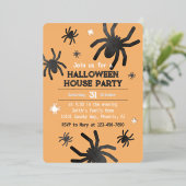 Spooky Spider Happy Halloween Party Uitnodiging (Staand Voorkant)