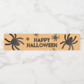 Spooky Spider Happy Halloween Waterfles Etiket (Enkel label)