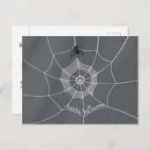 Spooky Spider in Spider Web Briefkaart (Voorkant / Achterkant)