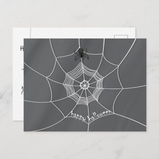 Spooky Spider in Spider Web Briefkaart (Voorkant / Achterkant)