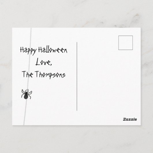 Spooky Spider in Spider Web Briefkaart (Achterkant)