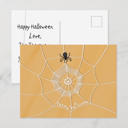 Spooky Spider in Spider Web Briefkaart (Voorkant / Achterkant)