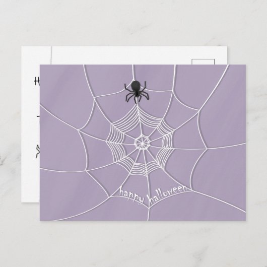 Spooky Spider in Spider Web Briefkaart (Voorkant / Achterkant)