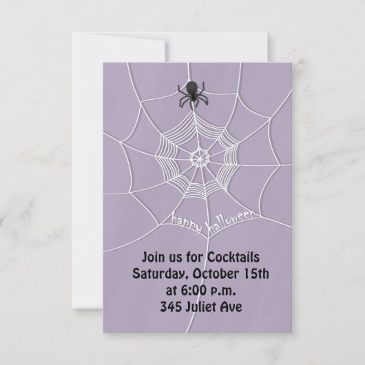 Spooky Spider in Spider Web Invitation Kaart (Voorkant)