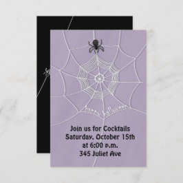 Spooky Spider in Spider Web Invitation Kaart