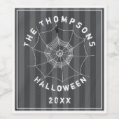 Spooky Spider in Spider Web Wijn Etiket (Enkel label)