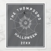 Spooky Spider in Spider Web Wijn Etiket (Enkel label)