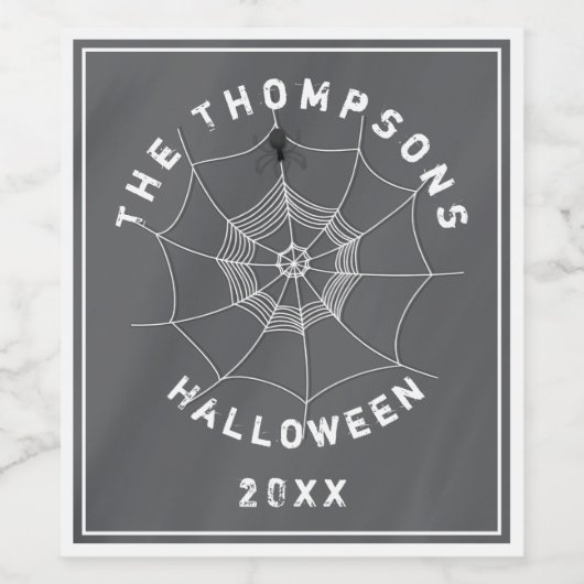 Spooky Spider in Spider Web Wijn Etiket (Enkel label)