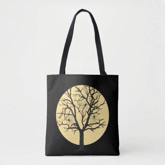Spooky Spider Tree Halloween Grote Maan Treat Bag Tote Bag (Voorkant)