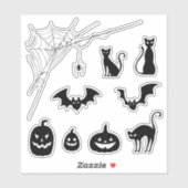 Spooky Spider Web Cat Pumpkin Bat Sticker (Vel)