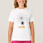 Spooky Spider & Web gepersonaliseerde Halloween T-shirt (Voorkant)