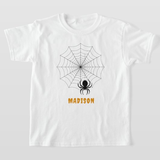 Spooky Spider & Web gepersonaliseerde Halloween T-shirt (Laagn)