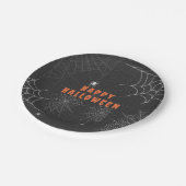 Spooky Spider Web Happy Halloween Party Papieren Bordje (Gekanteld)