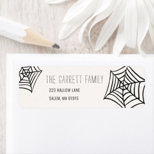 Spooky Spider Web Illustration Retouradres Etiket (Insitu)