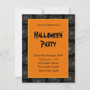 Spooky Spider Web Invitation Kaart Sjabloon