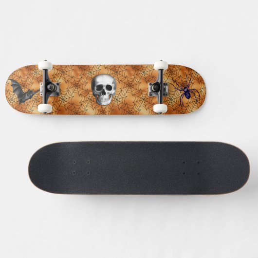 Spooky Spider Web, Spider, Bat en Skull Persoonlijk Skateboard (Horizontaal)