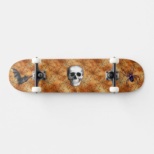 Spooky Spider Web, Spider, Bat en Skull Persoonlijk Skateboard (Horizontaal)