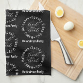 Spooky Spider Web Zwart-wit Happy Halloween Theedoek (Quarter Fold)