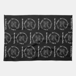 Spooky Spider Web Zwart-wit Happy Halloween Theedoek