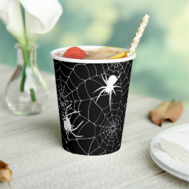 Spooky Spiders op spinnenwebben Halloween Papieren Bekers