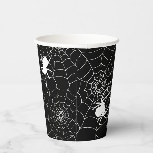 Spooky Spiders op spinnenwebben Halloween Papieren Bekers (Rechts)