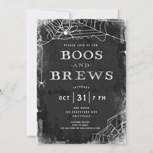 Spooky Spiderweb  Halloween Party Invite Feestdagenkaart (Voorkant)