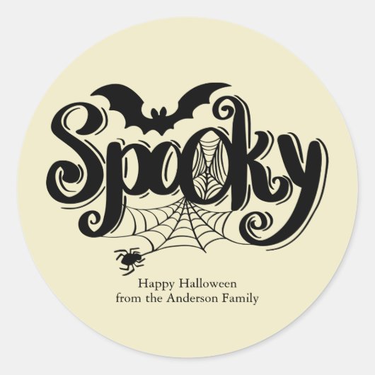 Spooky Spiderweb Halloween Ronde Sticker (Voorkant)