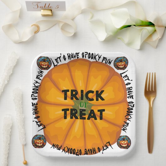 Spooky spin witchy halloween themaAccent Kussen Papieren Bordje (Huwelijk)