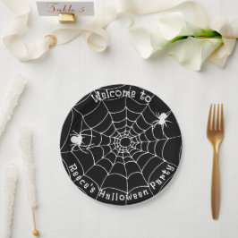 Spooky Spinnen en spinnenwebben Halloween Party Papieren Bordje