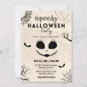 Spooky spinnenwebben schedel gezicht Halloween Kaart (Voorkant)