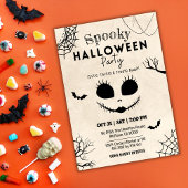 Spooky spinnenwebben schedel gezicht Halloween Kaart