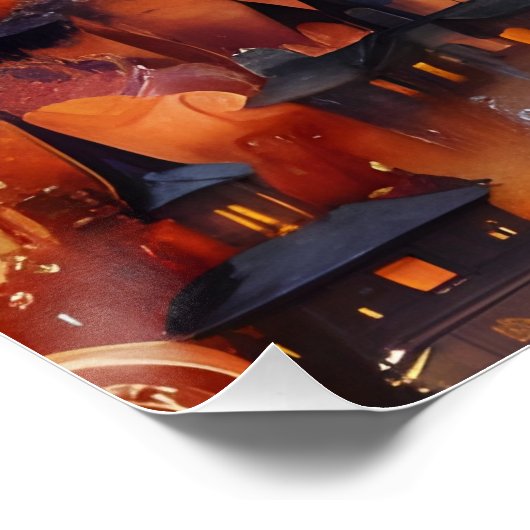 Spooky Spiral Castle - Halloween Sinaasappel Perfect Poster (Hoek)