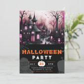 Spooky spookachtige spookachtige herenhuizen pompo kaart (Staand voorkant)