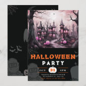 Spooky spookachtige spookachtige herenhuizen pompo kaart (Voorkant / Achterkant)