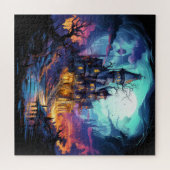 Spooky spookachtige woning onder een volle legpuzzel (Horizontaal)