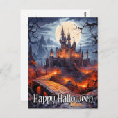 Spooky spookachtige woning onder een volle maan briefkaart (Voorkant / Achterkant)