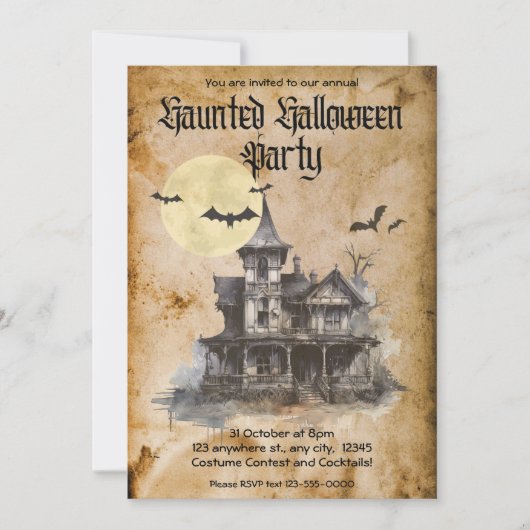 Spooky spookhuis Halloween kostuum feest Kaart (Voorkant)