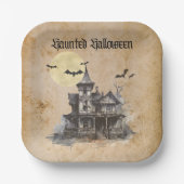 Spooky spookhuis Halloween kostuum feest Papieren Bordje (Voorkant)