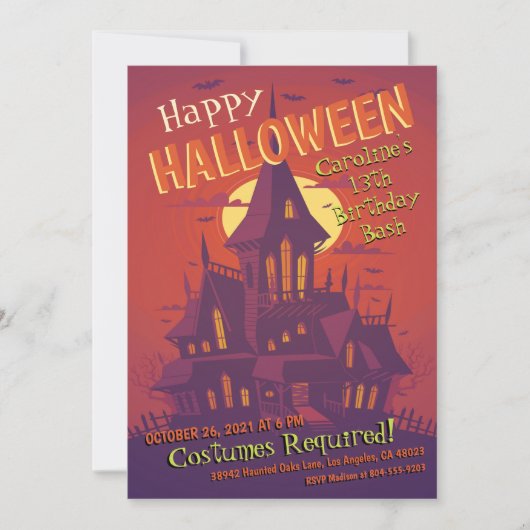 Spooky spookhuis Halloween verjaardag Kaart (Voorkant)